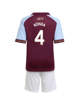 Billige Aston Villa Ezri Konsa #4 Hjemmedraktsett Barn 2025-26 Kortermet (+ Korte bukser)